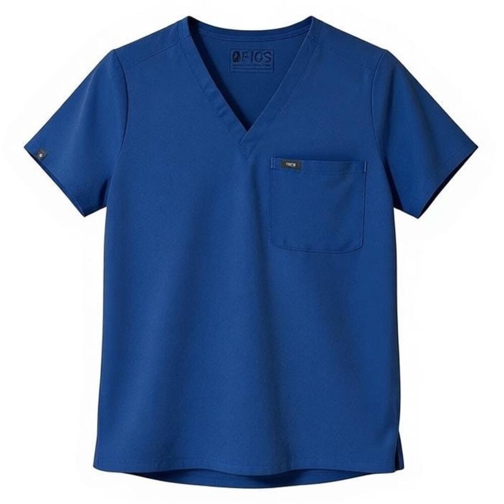 FIGS Blue Technical Collection V Neck Scrub Top Womens Short Sleeve Size S